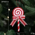 Red and white swirl lollipop Christmas tree ornament with a striped bow tie detail - Style B-Red White Twill Rotating Lollipop