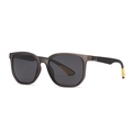 Fashionable sports sunglasses with translucent gray matte frame and yellow rubber tips - Grey Frame Black Lens Yellow Legs