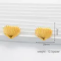 Textured 18K gold-plated heart earrings with vertical stripes measuring 29mm by 25mm - Heart Shell Texture / Gold