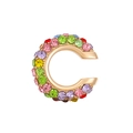 Gold C-shaped ear cuff with multi-color rainbow rhinestones and crystal paved finish - 1.3cm Outer Diameter / KC Gold - Multi-color (7163)