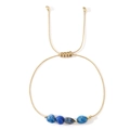 Bracelet ajustable en cordon doré fait main avec perles irrégulières en pierre bleue - Style de Base (B-B24100802I) / Bleu (Lapis-lazuli)