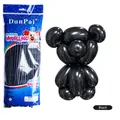 Mattschwarzes Set aus langen Latexballons zum Modellieren mit Bärenfigur und 100 Stück - 100 Stk/Packung / Mattschwarz