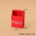 Cassetta postale in miniatura in legno rosso con scritta POST per casa delle bambole - Cassetta delle lettere rossa