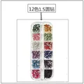12-Farben-Set 1,5 mm runde Strasssteine für Nail Art in transparenter Aufbewahrungsbox - 12 Farben 1,5 mm Runde Straßsteine