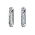 Elegant silver hoop earrings featuring three rows of micro-set blue zircon stones - Silver - Gradient Blue Zircon