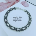 Black and silver byzantine style stainless steel chain bracelet 8mm wide and 22cm long - 8mm*22cm / Steel Black