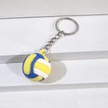 Miniatur-Volleyball-Schlüsselanhänger in Blau, Gelb, Weiß mit Silbermetallring - Volleyball