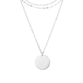 Juego de collares de acero inoxidable en capas con colgante redondo color plata - Color Acero