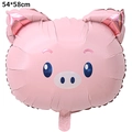 Detailed view of a pink pig shaped foil balloon for party decor with 54x58cm dimensions - Special-shaped Pig Head