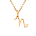 Golden stainless steel letter N pendant necklace with heart detail and dainty cable chain - Letter N (N-Rose Gold) / Rose Gold