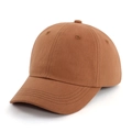 Detail view of cotton twill baseball cap showing stitch lines and six-panel crown - Caramel color