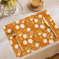 Fall maple leaf placemat with orange and yellow autumn leaves for Thanksgiving table decor - Dense Falling Leaves Print