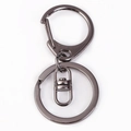 Gunmetal alloy lobster clasp with circular key ring and swivel joint hardware detail - D-ring Lobster Clasp + 8-Connector / Gunmetal