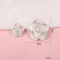 Detail of camellia flower pins with cream enamel and rhinestones in 40mm size - D337 Camellia (Cloud White) Set