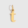 Polished gold-plated serif lowercase letter t charm pendant for necklaces - Lowercase t - 14K Gold