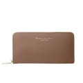 Classic brown long zip-around wallet with crosshatch texture and gold lettering - Coffee