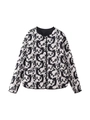 Chaqueta de algodón acolchada con estampado étnico blanco y negro y bolsillos - XS / Estampado Patrón S Negro