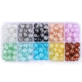 8mm dual-color jelly glass beads set in a 10-compartment storage box for DIY jewelry - Inner Crackle Glass Beads / 10 Grids/200 Pcs