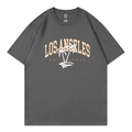 Dark grey cotton T-shirt with Los Angeles California palm tree print in a relaxed fit - Dark Gray