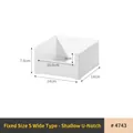 White plastic storage box with U-shaped opening for sink cabinets, 14x14x7.6cm - Low Shallow Wide Box - Size S (4743)