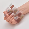 Laser gold nail stickers set DQ3-083 in brown and green stone pattern designs - Brown Nude Green Faux Stone Texture Decor Style (DQ3-083)
