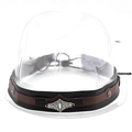 Retro cowboy hat band with vintage silver buckle and rivets on dual-tone brown leather - 26 Brown Black Color Blocking