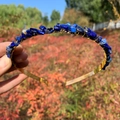 Handmade gold crown headband featuring blue lapis lazuli crystals and wire wrapping - Double Row / Lapis Lazuli-Double Row