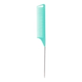 Professional mint green hair tail comb with metal pin for precision hair styling - Lake Green