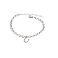 Pulsera de herradura de acero inoxidable plateado con cadena de cierre de langosta - Estilo de Colgante de Herradura / Color Acero