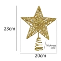 Golden glitter star tree topper with spring base, dimensions 23x20x5cm for Christmas - 20cm / Gold