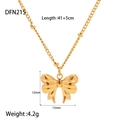 Dettaglio del ciondolo a farfalla da 12mm su una catena in acciaio inossidabile oro 18K - Stile Fiocco Vuoto (DFN215)