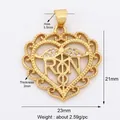 Gold-plated hollow heart pendant with RN caduceus medical symbol and zircons - Gold Heart RN Nurse