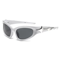 Cyberpunk Y2K silver sports sunglasses with metallic star accents and dark lenses - Silver Frame Grey Lens