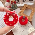 Christmas plush wreath hair clips with red bows and gold bells, set of two handmade pins - China Red Fridge Magnet / One Size
