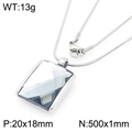 Gray square glass pendant on a stainless steel snake chain weighing 13g and 500mm long - 20*18mm Steel/Grey