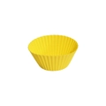 Yellow silicone muffin cup with ribbed texture for baking round cakes and desserts - Large / Yellow