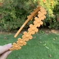 Matte orange floral headband with continuous flower design for women hair styling - Yellow