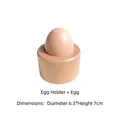 Montessori wooden toy set with natural egg shape and round holder, diameter 6.5cm - Natural Egg with Cup Holder