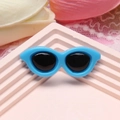 Detailed macro view of a 4cm miniature blue resin toy sunglass for DIY craft projects - Dark Blue