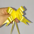 Bright yellow metallic gift bow ribbon with gold edges for festive gift wrapping - Solid Light Yellow