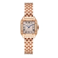 Square rose gold quartz watch with Roman numerals and metal link strap on white background - Small / Rose Gold