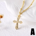 Elegante collana con ciondolo a croce placcata oro 18k con zirconi per donna - Stile Croce Radiante (A)