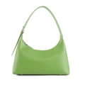 Sac sous le bras en cuir vert herbe minimaliste avec silhouette incurvée sur blanc - 27*15*8cm / vert clair