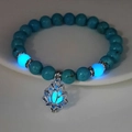 Bracciale yoga loto luminoso con pietre turchesi blu che brillano al buio nell oscurità - 8mm Turchese Blu Naturale con Luce Blu