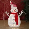 Muñeco de nieve de felpa de 75cm con gorro rojo y luces LED para decoración - 75CM Muñeco de nieve con bufanda roja