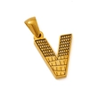 Titanium steel gold-plated V letter pendant featuring unique bark texture and polished finish - V-Single Pendant