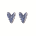 Élégantes boucles d'oreilles cœur en argent serties de cristaux bleus brillants - Bleu clair