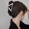 Minimalist Y2K silver metal triangle hair claw clip for elegant women hair styling - Silver Hollow Triangle (FJ5134)