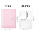 Pink A5 faux leather binder set with 25 transparent 4-pocket sleeves for cash budgeting - Binder with Inner Pages Set / Pink