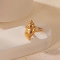 Adjustable open ring in golden conch shell design with a polished metallic finish - Gold Seashell Open Ring